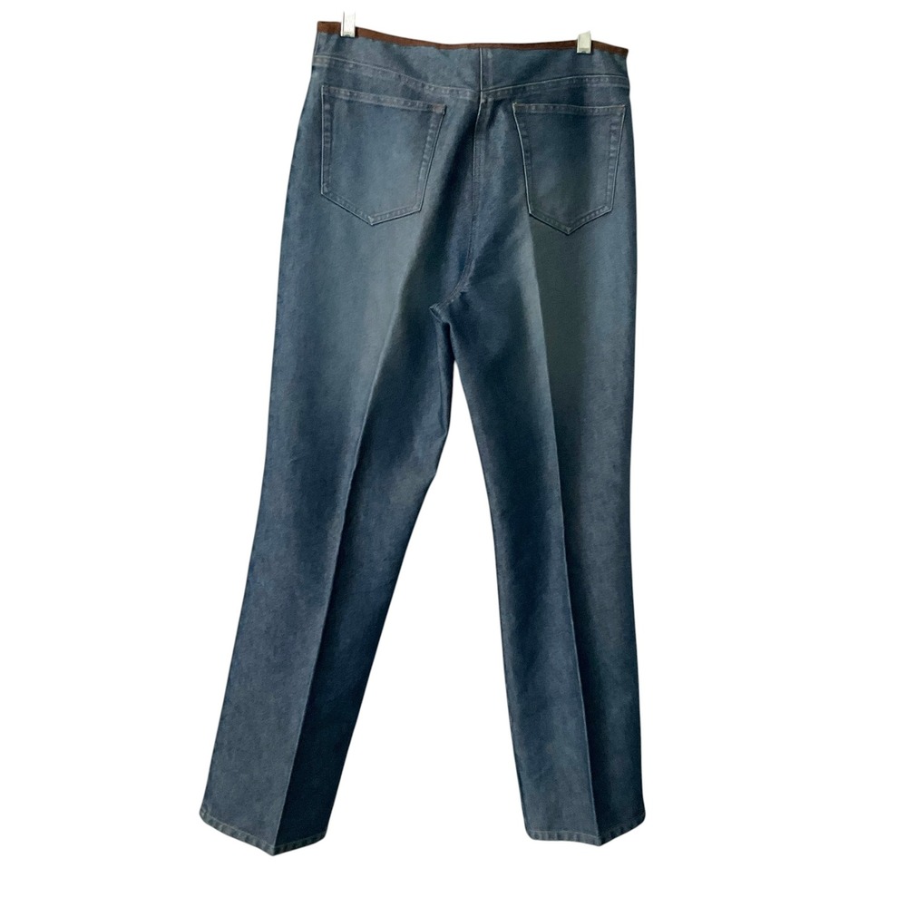 Ann Taylor Jeans Womens 12 Blue Straight Leg Mid Rise Suede Trim Medium Wash - Picture 3 of 7